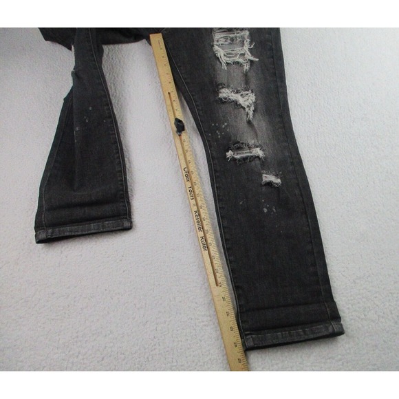 Judy Blue LA Jeans Womens Sz 15/32 Black Denim Washed Distressed Boyfriend Fit - Picture 11 of 16